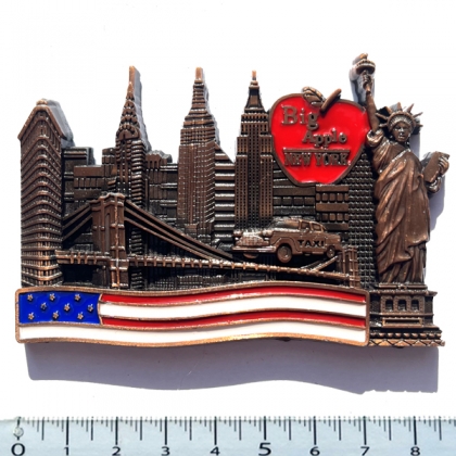 Magnet New York "USA Flag" Métal Cuivre