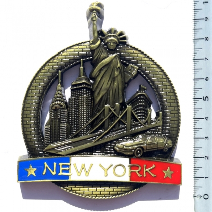 Magnet New York "Blue-White-Red" Métal Doré