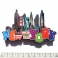 Magnet New York "Rainbow Skyline" en Bois Verni et en Relief