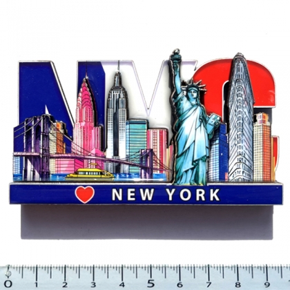 Magnet New York "NYC Skyline" en Bois Verni et en Relief Magnet New York "NYC Skyline" en Bois Verni et en Relief