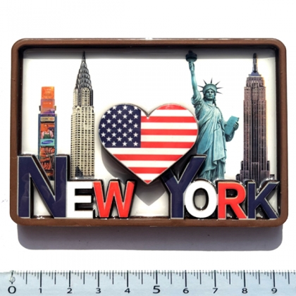 Magnet New York "USA Flag Heart" en Bois Verni et en Relief Magnet New York "USA Flag Heart" en Bois Verni et en Relief