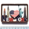 Magnet New York "USA Flag Heart" en Bois Verni et en Relief