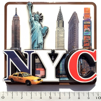Magnet New York "NYC" en Bois Verni et en Relief