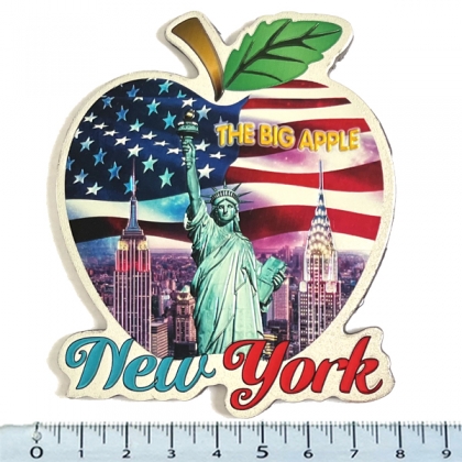 Magnet New York Big Apple "USA Flag" métallisé