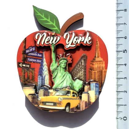Magnet New York "Big Apple" en Bois Verni et en Relief Magnet New York "Big Apple" en Bois Verni et en Relief