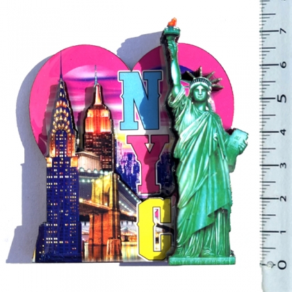 Magnet New York "NYC Heart" en Bois Verni et en Relief Magnet New York "NYC Heart" en Bois Verni et en Relief