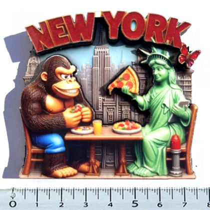 Magnet New York "King Kong Liberty" en Bois Verni et en Relief Magnet New York "King Kong Liberty" en Bois Verni et en Relief