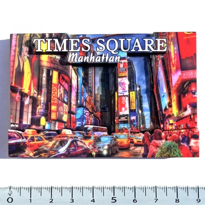 Magnet New York "Times Square" en Bois Verni et en Relief