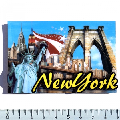 Magnet New York "Brooklyn Bridge" en Bois Verni et en Relief