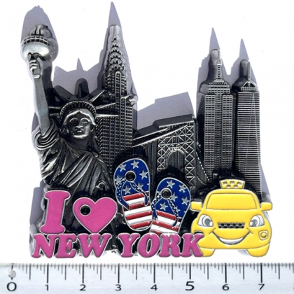 Magnet New York "I Love NY" Métal Argent