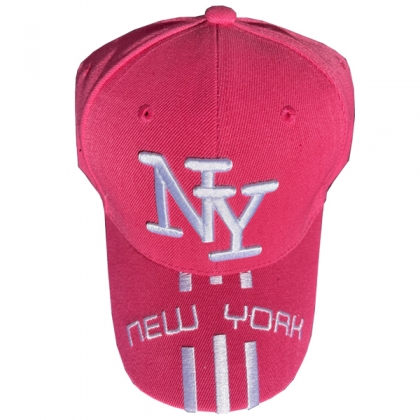 Casquette New York "3 Lines" Rose