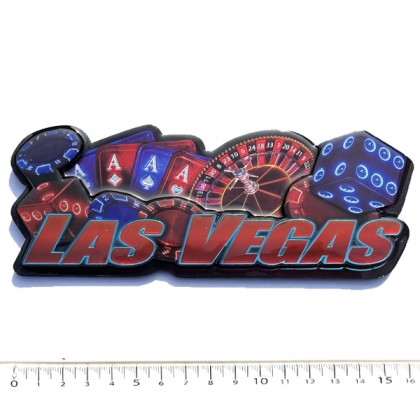 Magnet Las Vegas "Playing Games" en bois verni et en relief Magnet Las Vegas "Playing Games" en bois verni et en relief