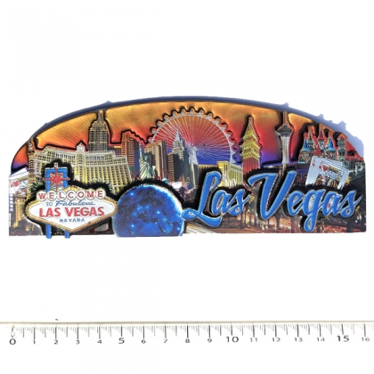 Magnet Las Vegas "Resort Casinos" en bois verni et en relief Magnet Las Vegas "Resort Casinos" en bois verni et en relief