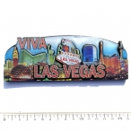 Magnet Las Vegas "Viva Vegas" en bois verni et en relief