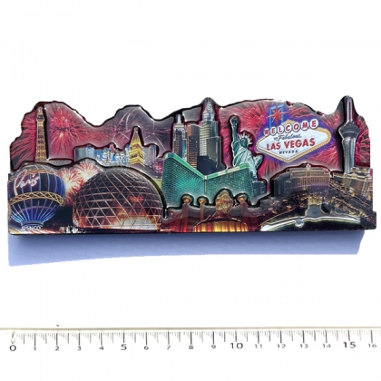 Magnet Las Vegas "Fireworks" en bois verni et en relief Magnet Las Vegas "Fireworks" en bois verni et en relief