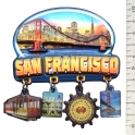 Magnet San Francisco "4 Symbols" en bois et en relief