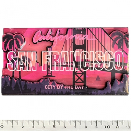 Magnet San Francisco "Pink" en bois et en relief