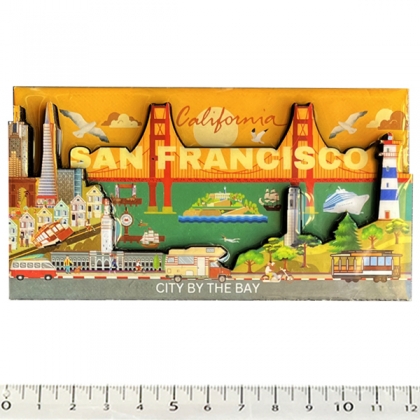 Magnet San Francisco "City By The Bay" en bois et en relief