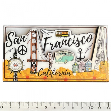 Magnet San Francisco "Drawing" en bois et en relief