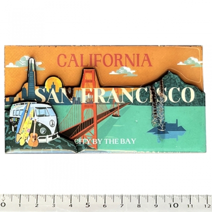 Magnet San Francisco "Combi" en bois et en relief