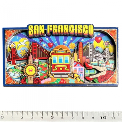 Magnet San Francisco "Colorful" en bois et en relief