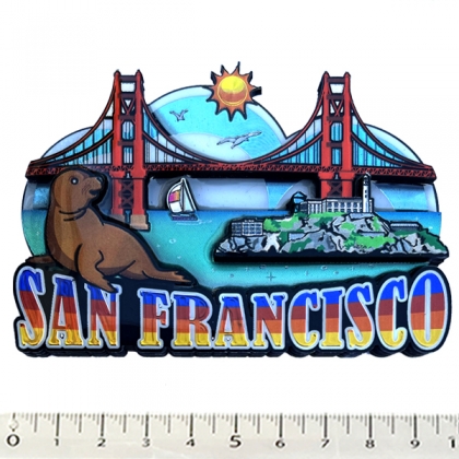 Magnet San Francisco "Rainbow" en bois et en relief