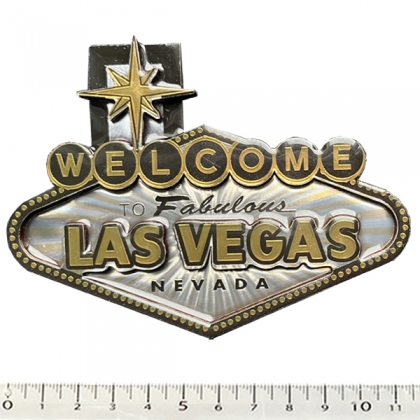 Magnet Las Vegas "Gold & Silver Logo" en bois verni et en relief