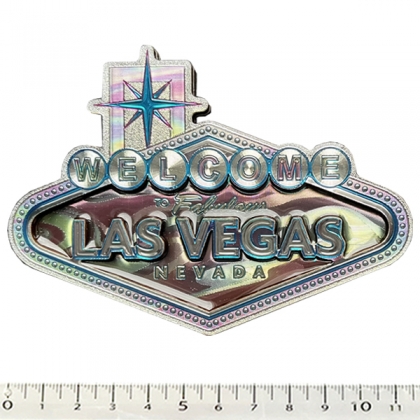 Magnet Las Vegas "Blue & Silver Logo" en bois verni et en relief