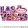 Magnet Las Vegas "Pink Giant Letters" en bois et en relief