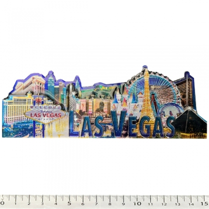 Magnet Las Vegas "Blue Monuments" en bois verni et en relief