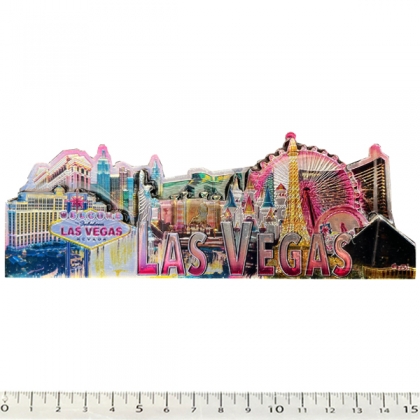 Magnet Las Vegas "Pink Monuments" en bois verni et en relief