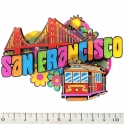 Magnet San Francisco "Happy 70s" en bois et en relief