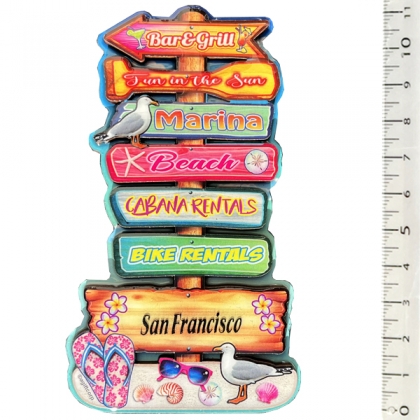 Magnet San Francisco "Beach Signs" en bois et en relief