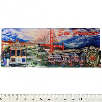 Magnet San Francisco "Blue Sky" en bois et en relief