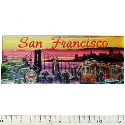 Magnet San Francisco "Golden Sky" en bois et en relief