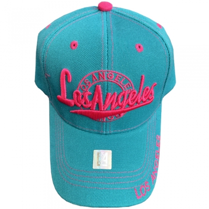 Casquette Los Angeles "Writing" Turquoise et Rose