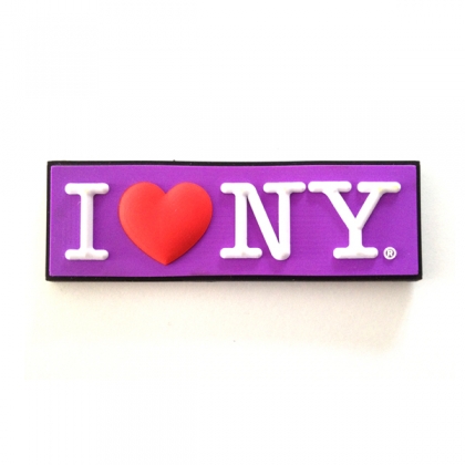 Magnet "I Love New York" caoutchouc mauve
