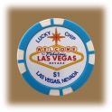 Jeton de casino aimanté Las Vegas $1 bleu ciel
