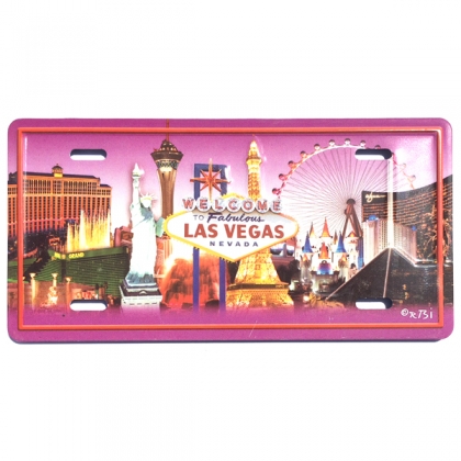Magnet Las Vegas "Plaque Immatriculation" Pink