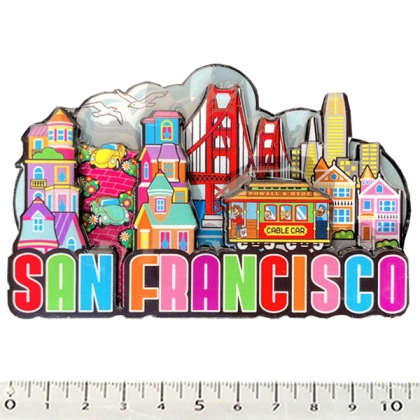Magnet San Francisco "Color Symbols" en bois et en relief