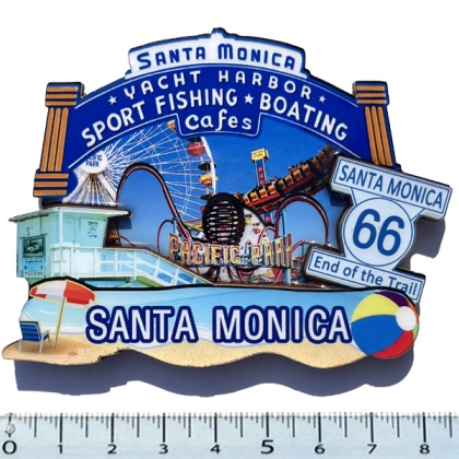 Magnet Santa Monica "Pier" en bois verni et en relief