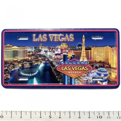Magnet Las vegas "Plaque Immatriculation" By Night