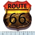 Magnet Route 66 "Sunshine" en bois verni et en relief