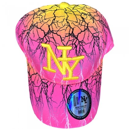 Casquette New York "Thunder" Rose et Jaune Fluo