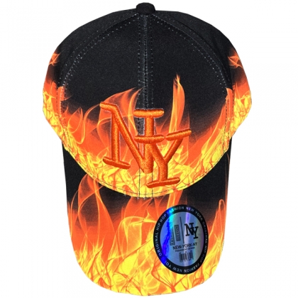 Casquette New York "Flammes" Orange et Noir