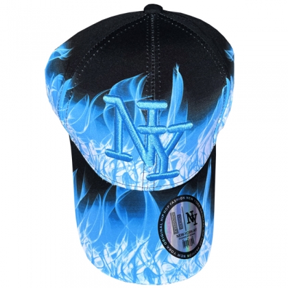 Casquette New York "Flammes" Bleu et Noir