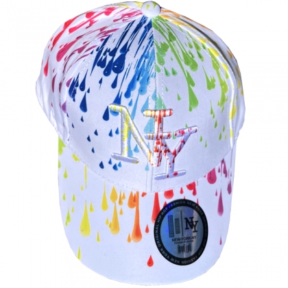 Casquette New York "Paint" Rainbow Blanche