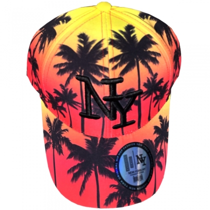 Casquette New York "Palmiers" Rouge et Jaune