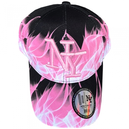 Casquette New York "Flammes" Rose et Noir