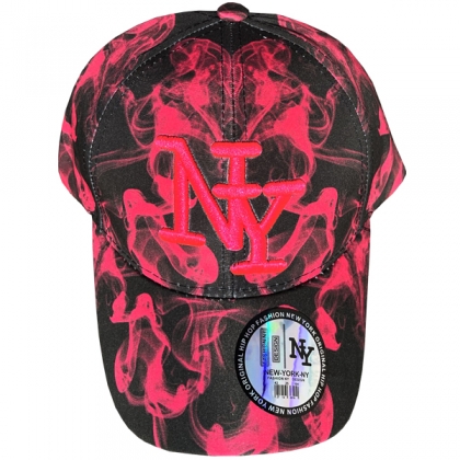 Casquette New York "Fum&eacute;e" Rose et Noir